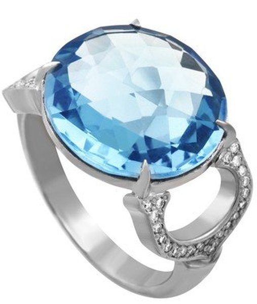 Палладиевое кольцо с&nbsp;топазом и&nbsp;бриллиантом