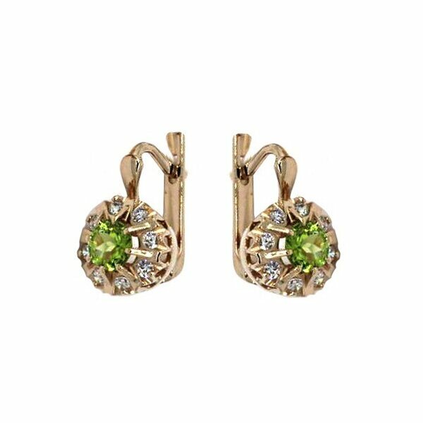 Золотые серьги с хризолитом