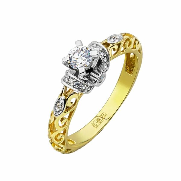 Золотое кольцо помолвочное с&nbsp;бриллиантом