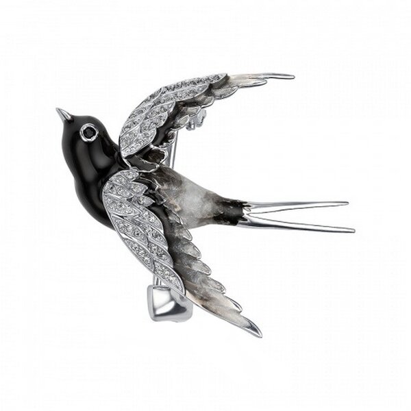 Серебряная брошь с&nbsp;эмалью и&nbsp;фианитом