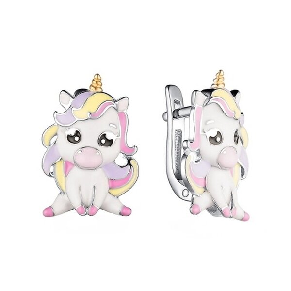 Серебряные серьги детские с&nbsp;эмалью