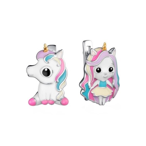 Серебряные серьги детские с&nbsp;эмалью