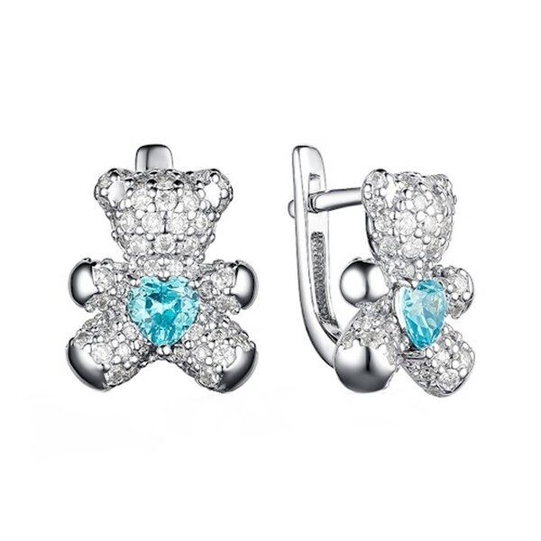 Серебряные серьги детские с&nbsp;фианитом