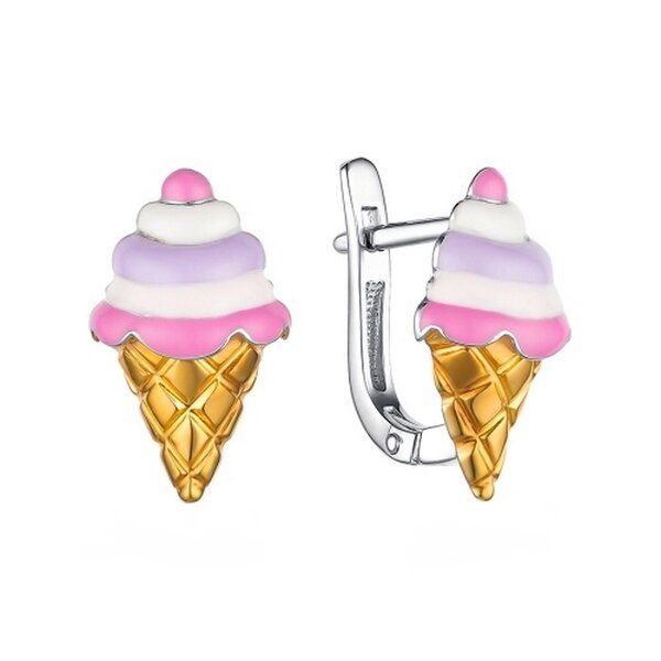 Серебряные серьги детские с&nbsp;эмалью