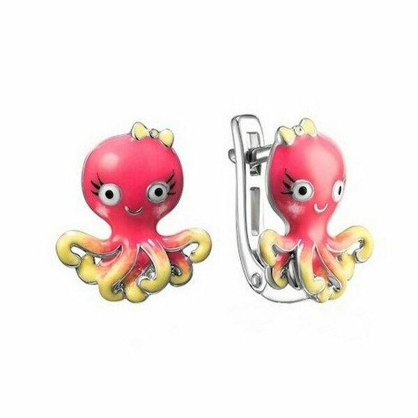 Серебряные серьги детские с&nbsp;эмалью