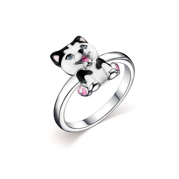 Серебряное кольцо с&nbsp;эмалью и&nbsp;фианитом