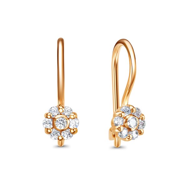 Золотые серьги детские с&nbsp;фианитом