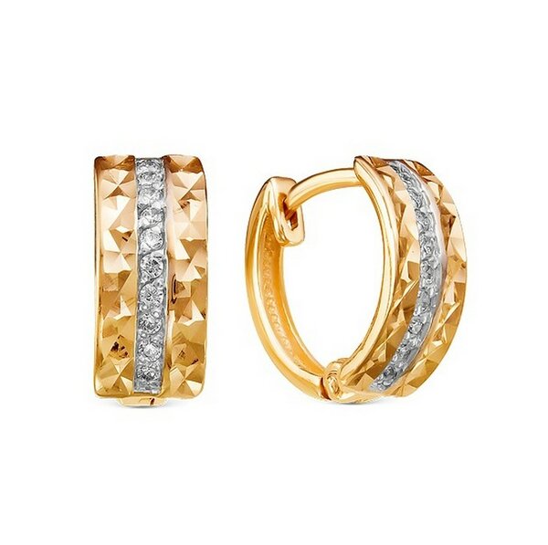 Золотые серьги детские с&nbsp;фианитом