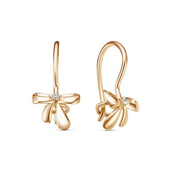 Золотые серьги детские с&nbsp;фианитом