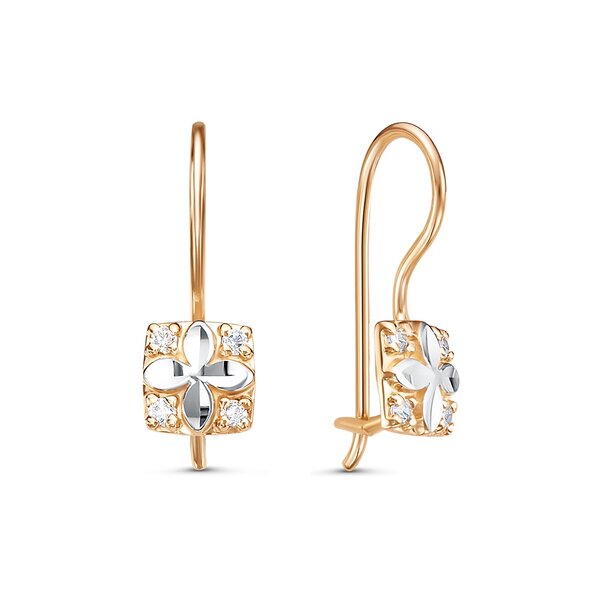 Золотые серьги детские с&nbsp;фианитом