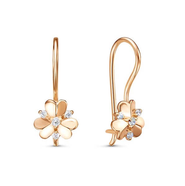 Золотые серьги детские с&nbsp;фианитом