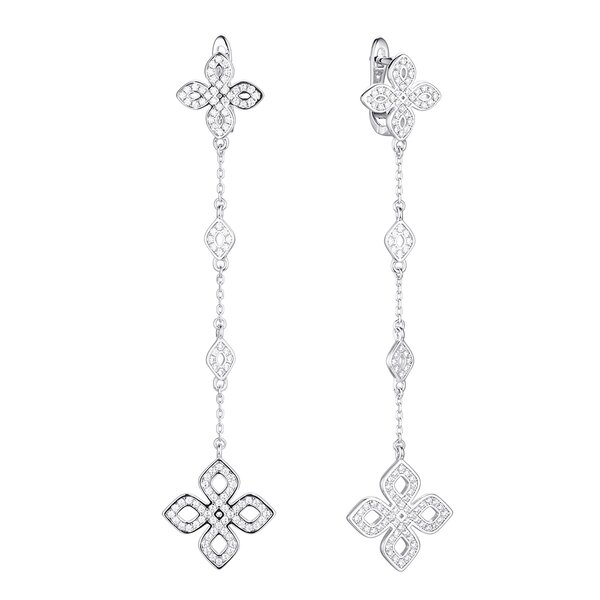 Серебряные серьги с&nbsp;фианитом