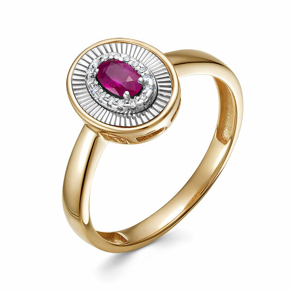 Золотое кольцо с&nbsp;рубином и&nbsp;бриллиантом
