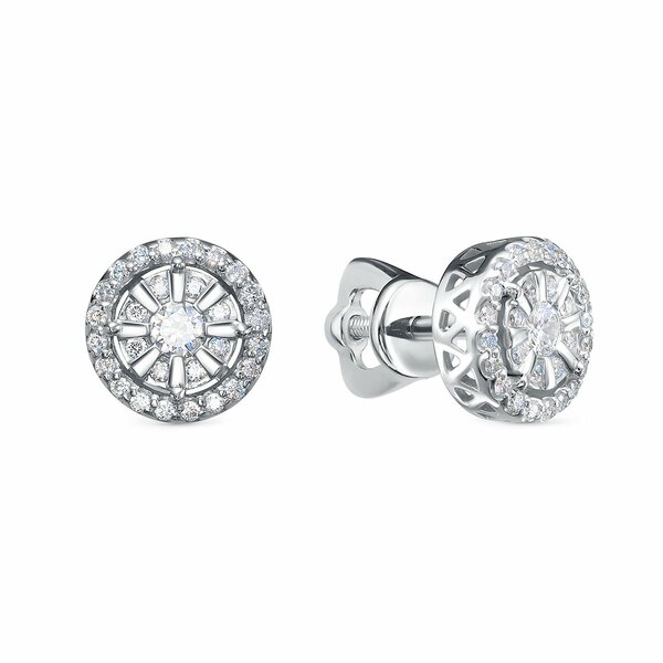 Золотые серьги-пусеты с бриллиантом