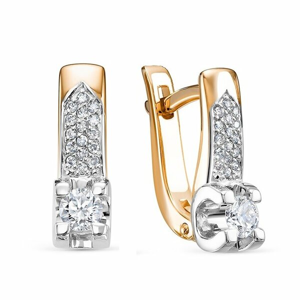 Золотые серьги с бриллиантом