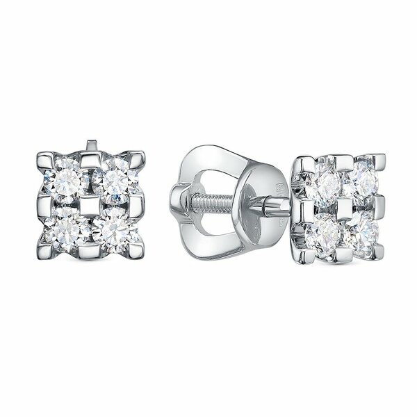 Золотые серьги-пусеты с&nbsp;бриллиантом