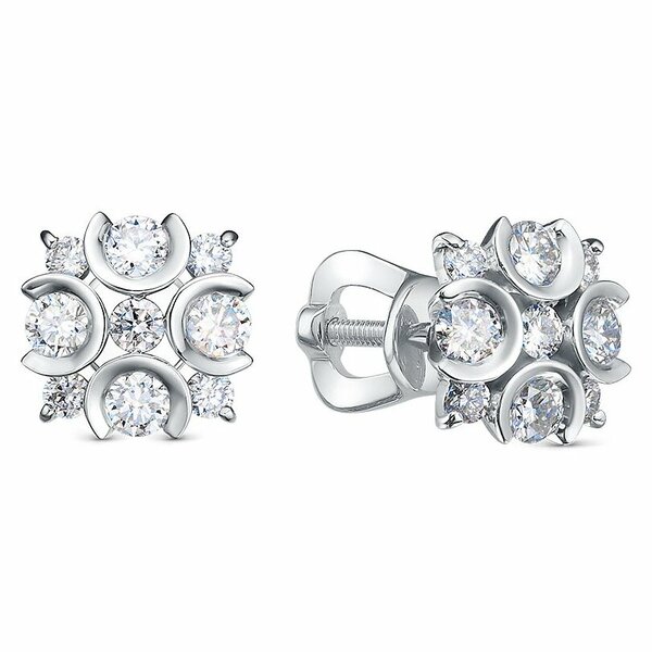 Золотые серьги-пусеты с&nbsp;бриллиантом