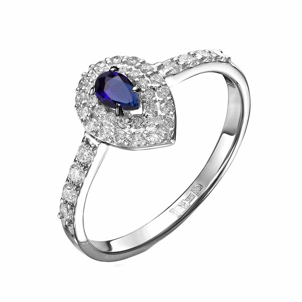 Золотое кольцо с&nbsp;сапфиром и&nbsp;бриллиантом