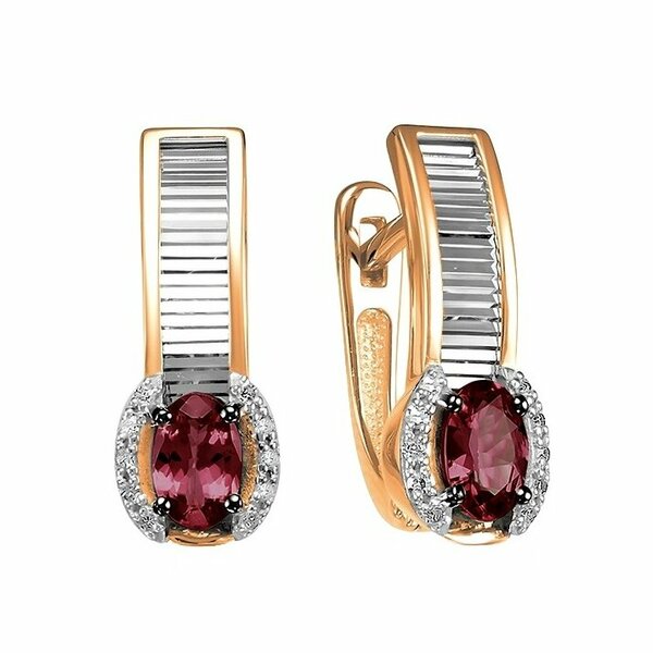 Золотые серьги с&nbsp;рубином и&nbsp;бриллиантом