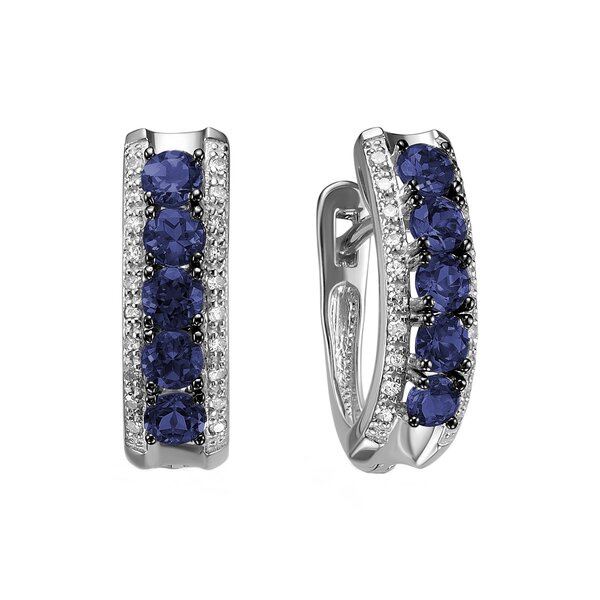 Золотые серьги с&nbsp;сапфиром и&nbsp;бриллиантом