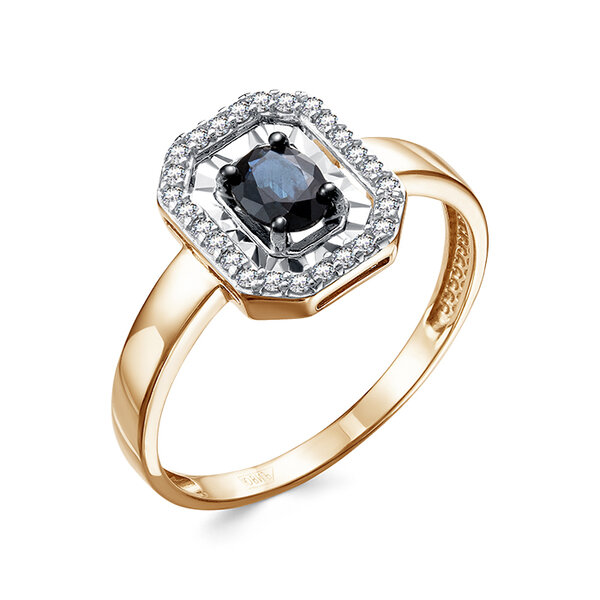 Золотое кольцо с&nbsp;сапфиром и&nbsp;бриллиантом