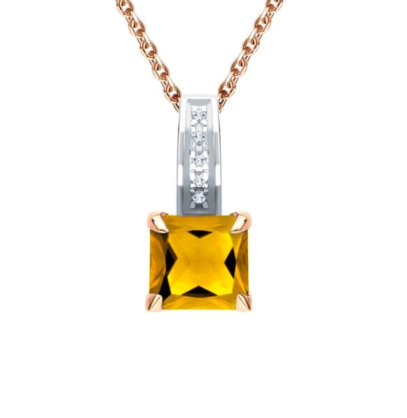 Золотой подвес с&nbsp;цитрином и&nbsp;бриллиантом