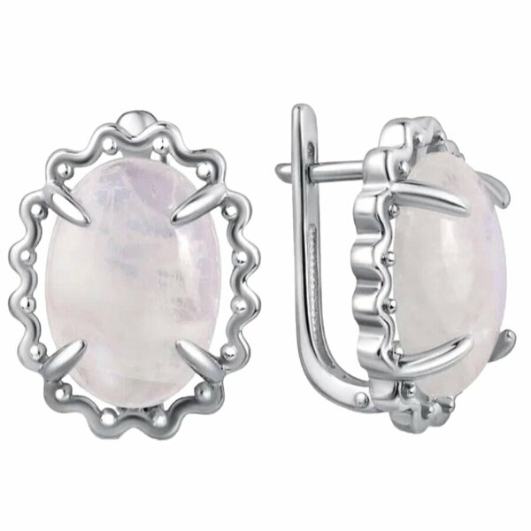 Серебряные серьги с&nbsp;лунным камнем