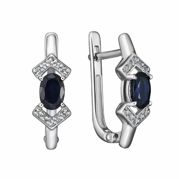Серебряные серьги с&nbsp;топазом и&nbsp;сапфиром