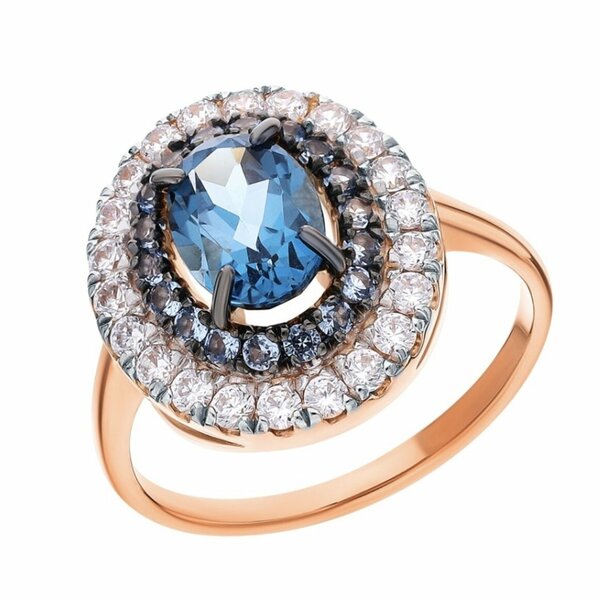 Золотое кольцо с&nbsp;топазом и&nbsp;фианитом