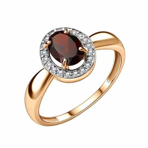 Золотое кольцо с&nbsp;гранатом и&nbsp;фианитом