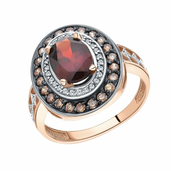 Золотое кольцо с&nbsp;фианитом и&nbsp;гранатом