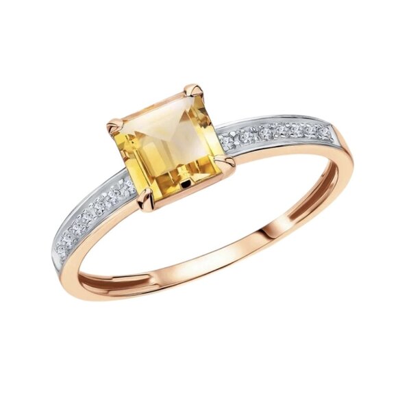 Золотое кольцо с&nbsp;цитрином и&nbsp;бриллиантом