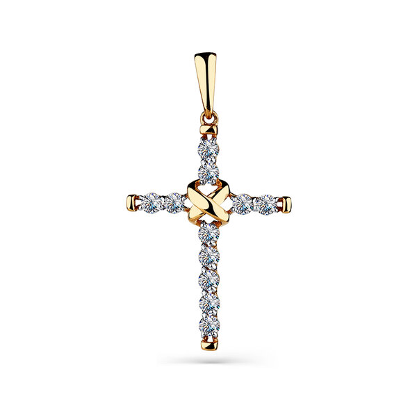 Золотой крест с фианитом