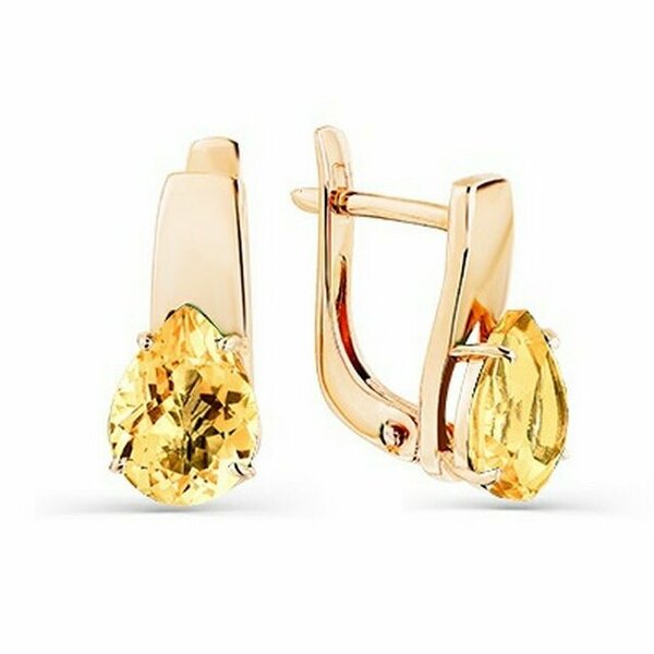 Золотые серьги с&nbsp;цитрином