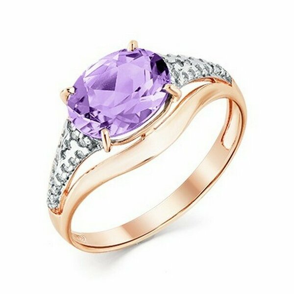 Золотое кольцо с&nbsp;аметистом и&nbsp;фианитом