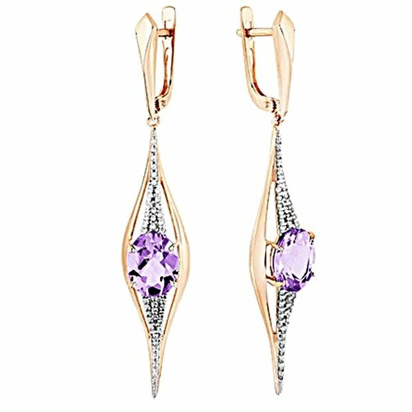 Золотые серьги с&nbsp;аметистом и&nbsp;фианитом