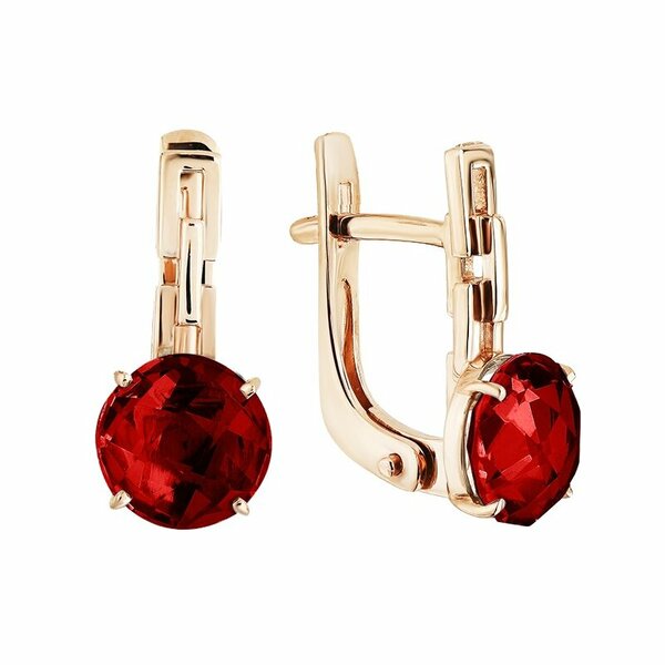 Золотые серьги с гранатом