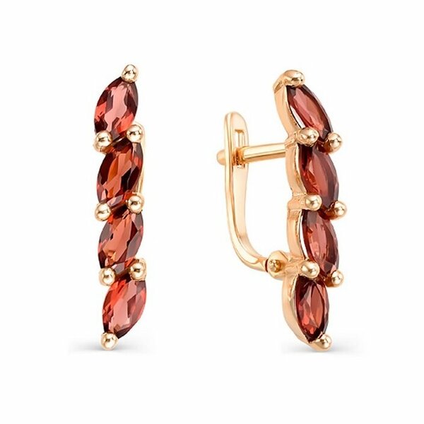 Золотые серьги с гранатом