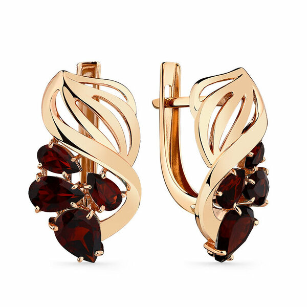 Золотые серьги с гранатом