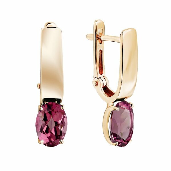 Золотые серьги с&nbsp;родолитом