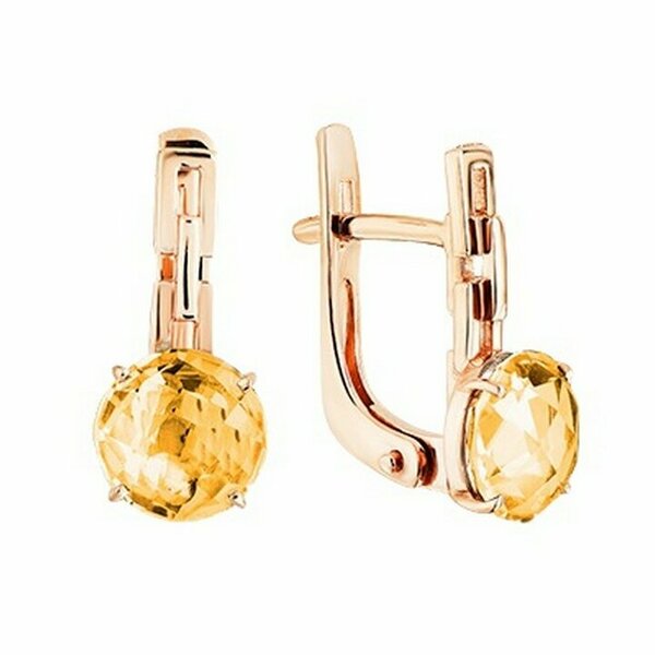 Золотые серьги с&nbsp;цитрином