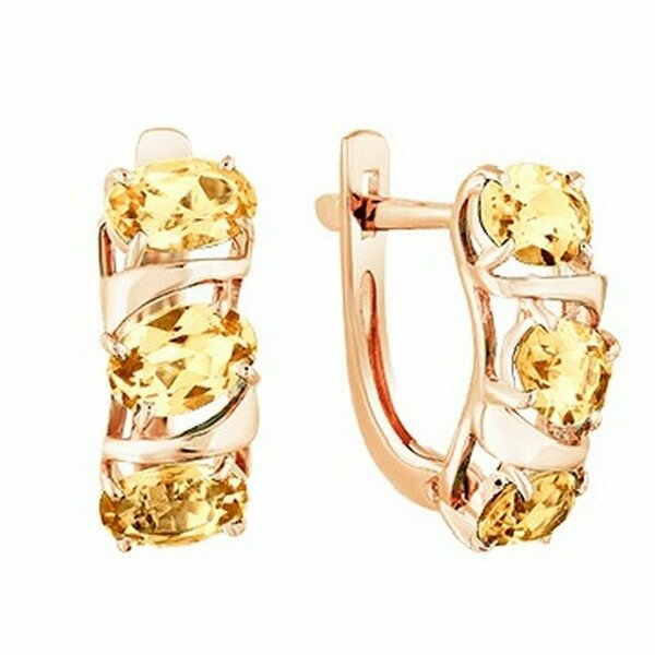 Золотые серьги с&nbsp;цитрином
