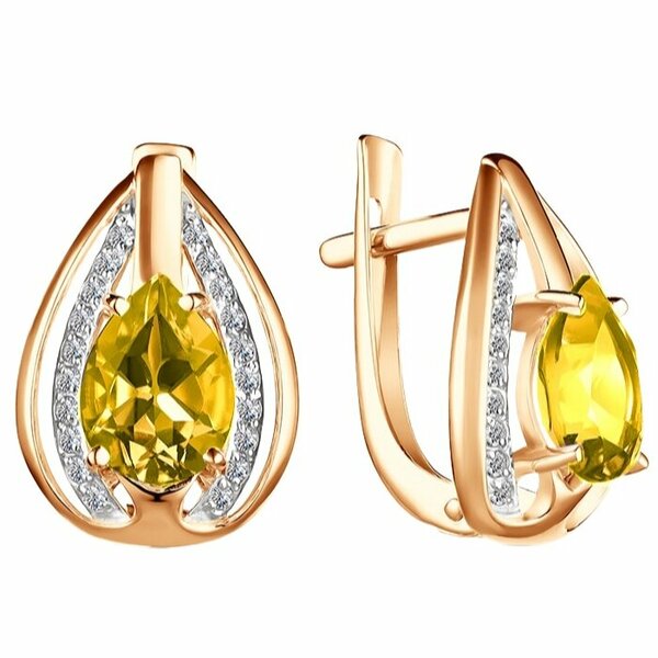 Золотые серьги с&nbsp;цитрином
