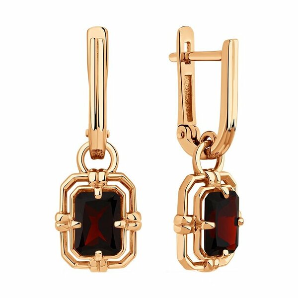 Золотые серьги с гранатом