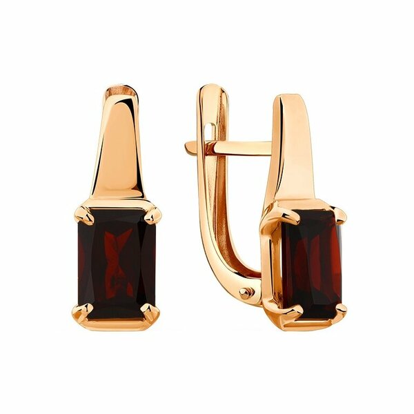 Золотые серьги с гранатом