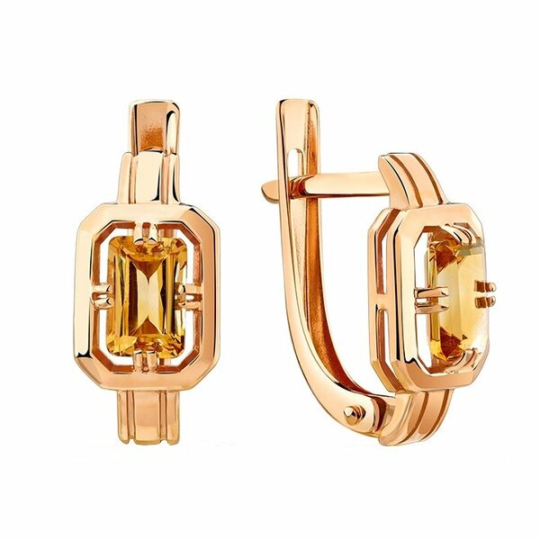 Золотые серьги с&nbsp;цитрином