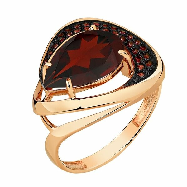 Золотое кольцо с&nbsp;гранатом и&nbsp;фианитом