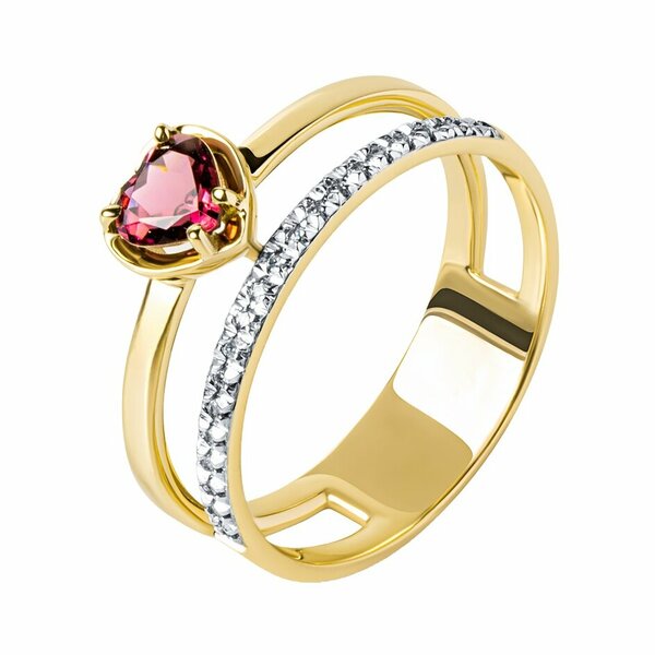 Золотое кольцо с&nbsp;бриллиантом и&nbsp;турмалином