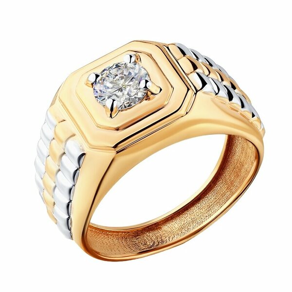 Золотая печатка с&nbsp;фианитом