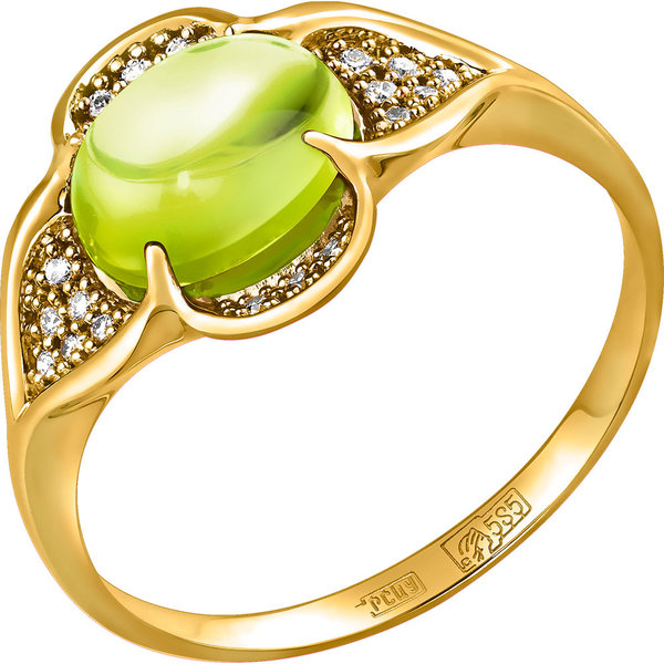 Золотое кольцо с бриллиантом и хризолитом
